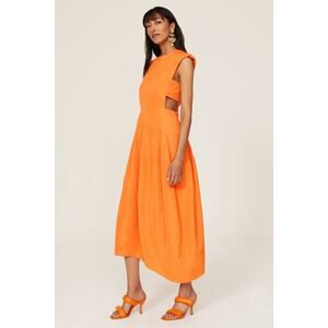 Tibi Tank Balloon Dress Cut Outs Midi Orange Size 4 $495 Luxe Resort Vacation
